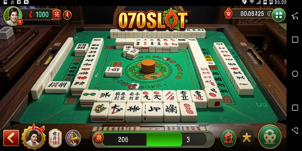 Screenshot gameplay 070SLOT yang menampilkan aksi Mahjong yang mendebarkan.
