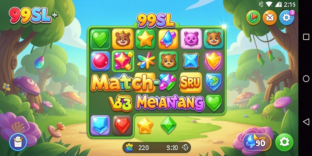 Tampilan gameplay seru dari 99SL saat mencocokkan permata.