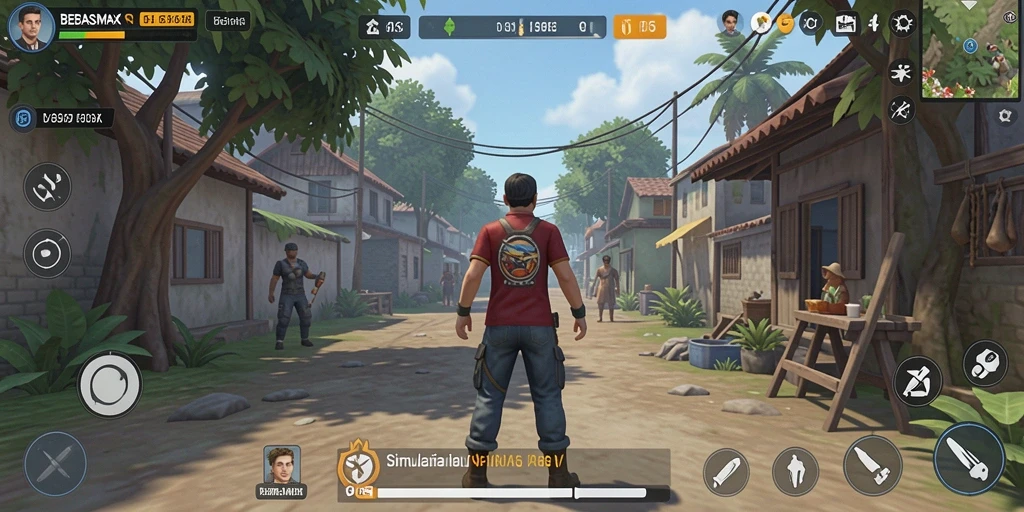 Tampilan gameplay menarik dari BEBASMAX yang menunjukkan karakter berinteraksi di dunia virtual.