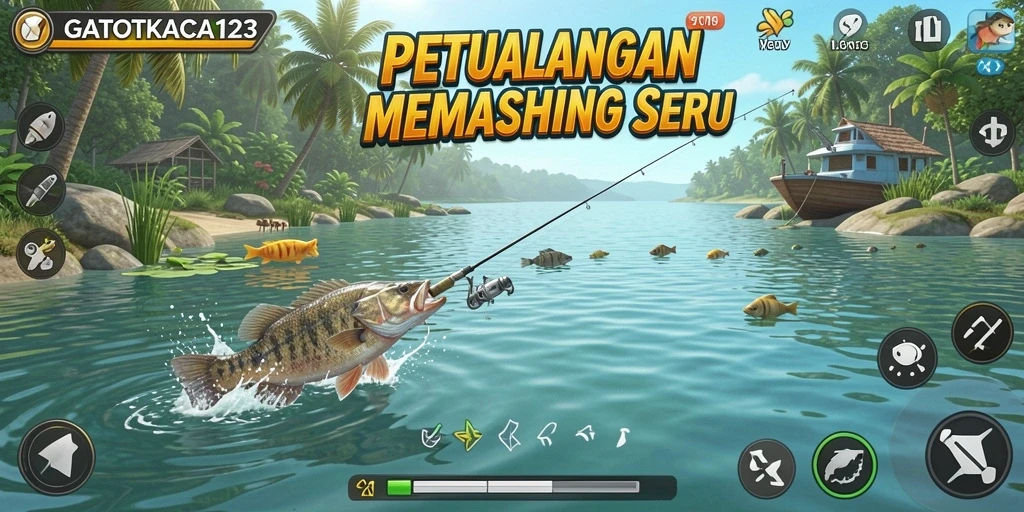 Gameplay memancing yang seru dan interaktif di GATOTKACA123.