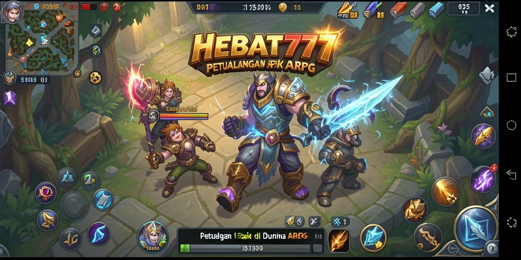 Menampilkan aksi seru dalam gameplay ARPG HEBAT777.