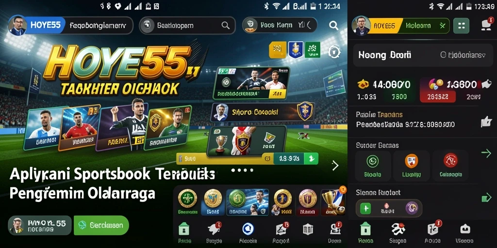 Tampilan utama HOYE55 yang menampilkan fitur taruhan olahraga.