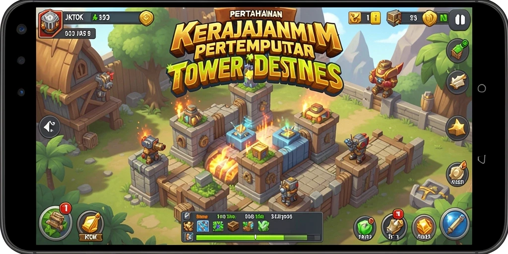 Tampilan gameplay menara dalam JKTOK yang seru dan strategis.