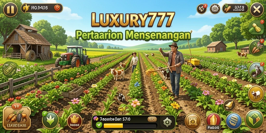 Tangkapan layar gameplay <strong>LUXURY777</strong> yang menampilkan aktivitas pertanian yang menarik.