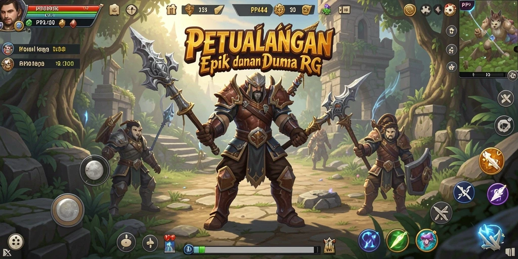 Menampilkan pertarungan seru dengan karakter RPG kita.