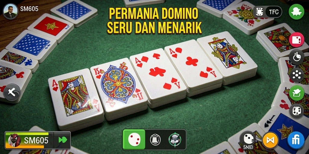 Gambaran gameplay seru dalam permainan Domino SM605.
