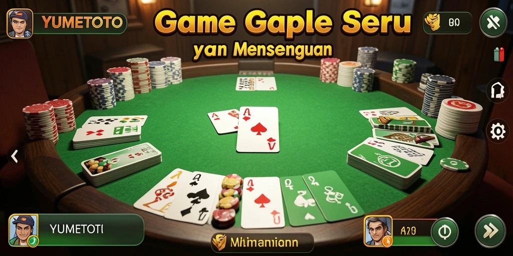 Tampilan menarik dari gameplay Gaple YUMETOTO yang seru.